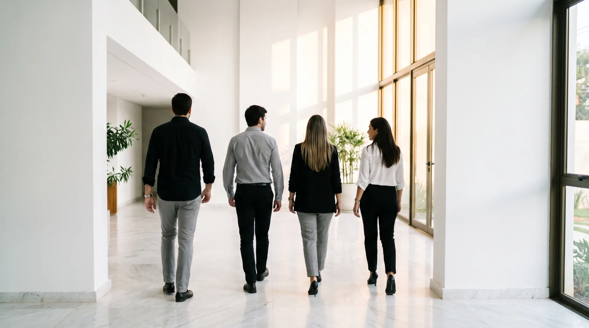 Equipo de Guaraní Capital recorriendo un edificio residencial en Asunción